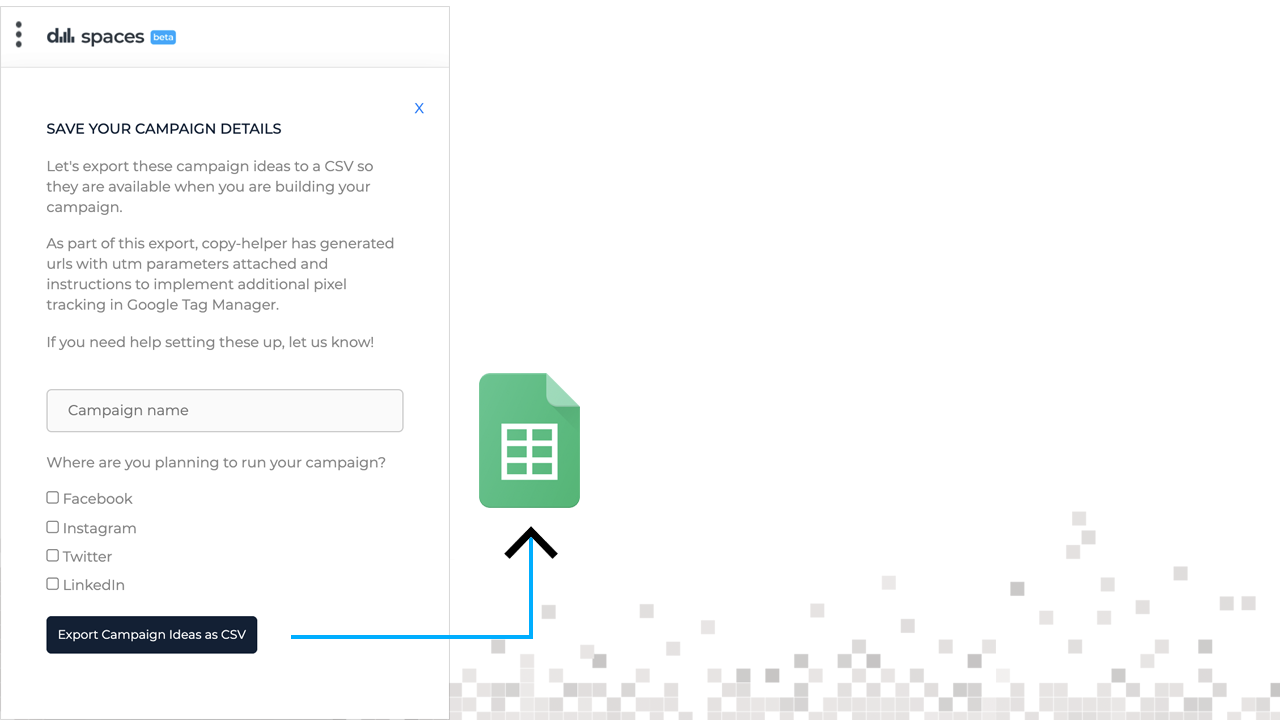 Generate a utm_campaign spreadsheet with copyhelper