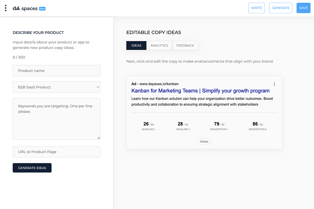 UI for saving an idea to a kanban board