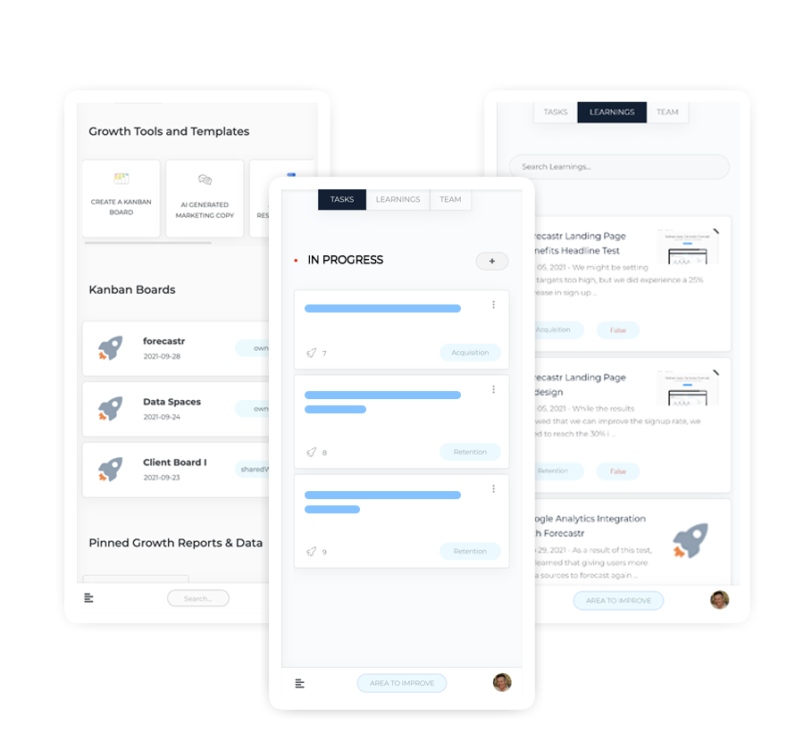 Mobile view of Kanban for Growth Marketing Teams